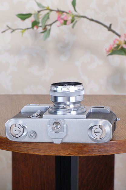 Near Mint! WWII 1939 Zeiss Ikon Contax II with “T” coated f1.5/50 Sonnar lens, CLA'd, Freshly Serviced!