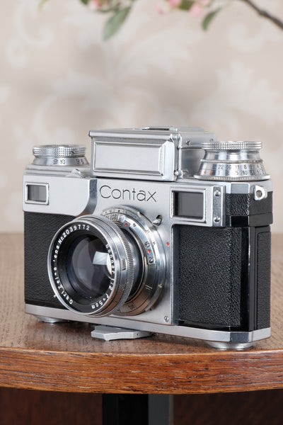 Near Mint! 1938 Zeiss Ikon Contax with Sonnar lens. CLA'd, Freshly Serviced!