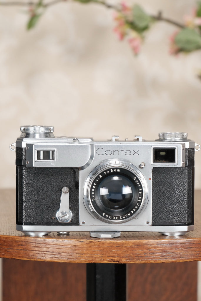 Excellent! 1936 Zeiss Ikon Contax II with Sonnar.  CLA'd, Freshly Serviced! - Zeiss-Ikon- Petrakla Classic Cameras