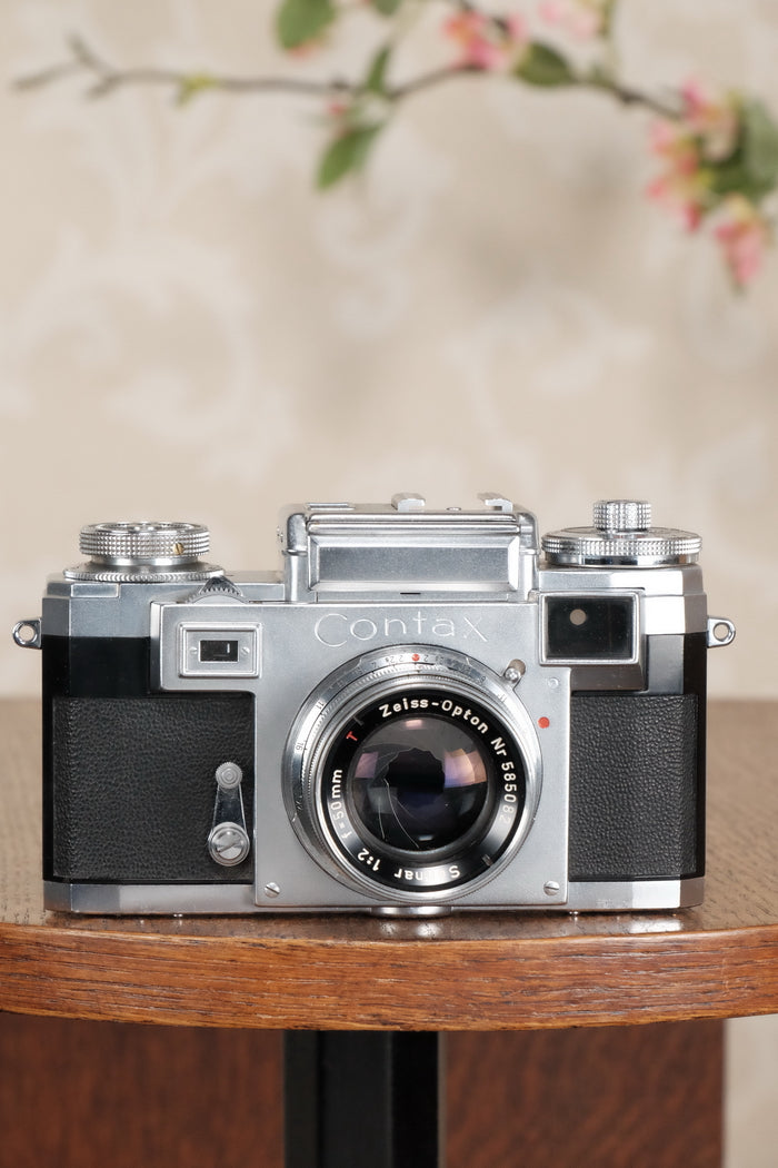 Superb! 1956 Zeiss Ikon Contax IIIa with Zeiss 50mm Sonnar lens, CLA'd, Freshly Serviced! - Zeiss-Ikon- Petrakla Classic Cameras