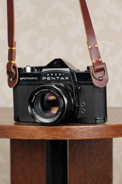 One brown or black leather camera strap for vintage cameras. Free Shipping! - Petrakla Classic Cameras- Petrakla Classic Cameras