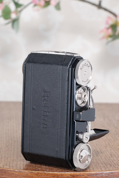 Superb! THE ORIGINAL FIRST VERSION, 1934 Black Kodak Retina, model 117 with original case.. CLA'd, Freshly Serviced!