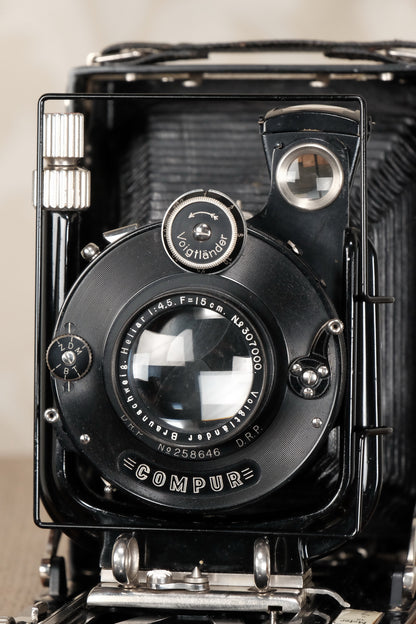 Superb! 1927 Voigtlander 9x12 Bergheil Camera with Heliar Lens!  Freshly serviced, CLA’d! - Voigtlander- Petrakla Classic Cameras