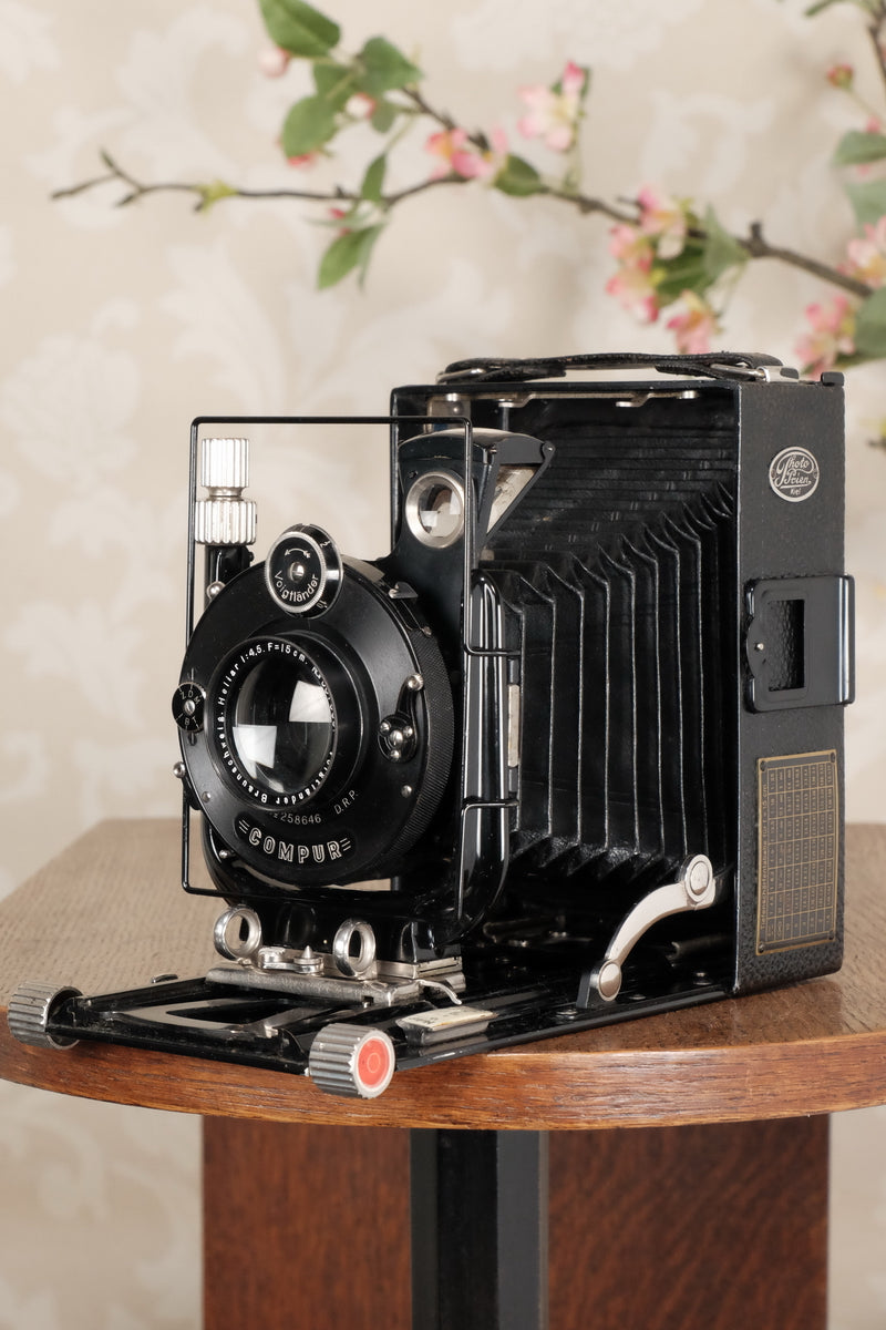 Superb! 1927 Voigtlander 9x12 Bergheil Camera with Heliar Lens!  Freshly serviced, CLA’d! - Voigtlander- Petrakla Classic Cameras