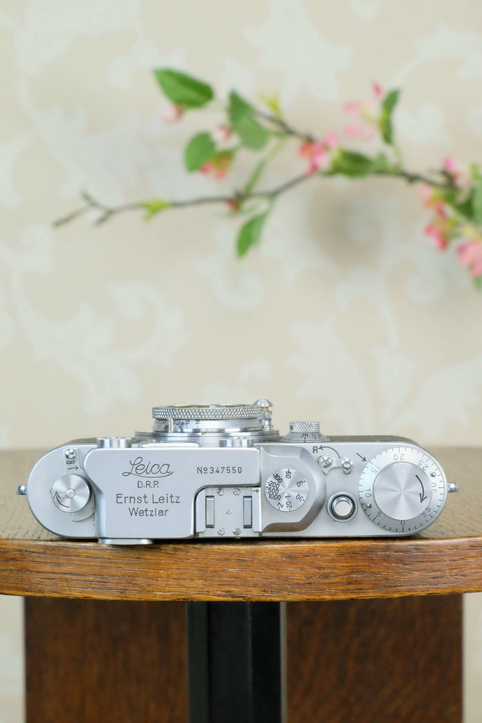 Superb! 1940 Leitz Leica IIIb with Leitz Elmar lens, CLA'd, Freshly Serviced! - Leitz- Petrakla Classic Cameras