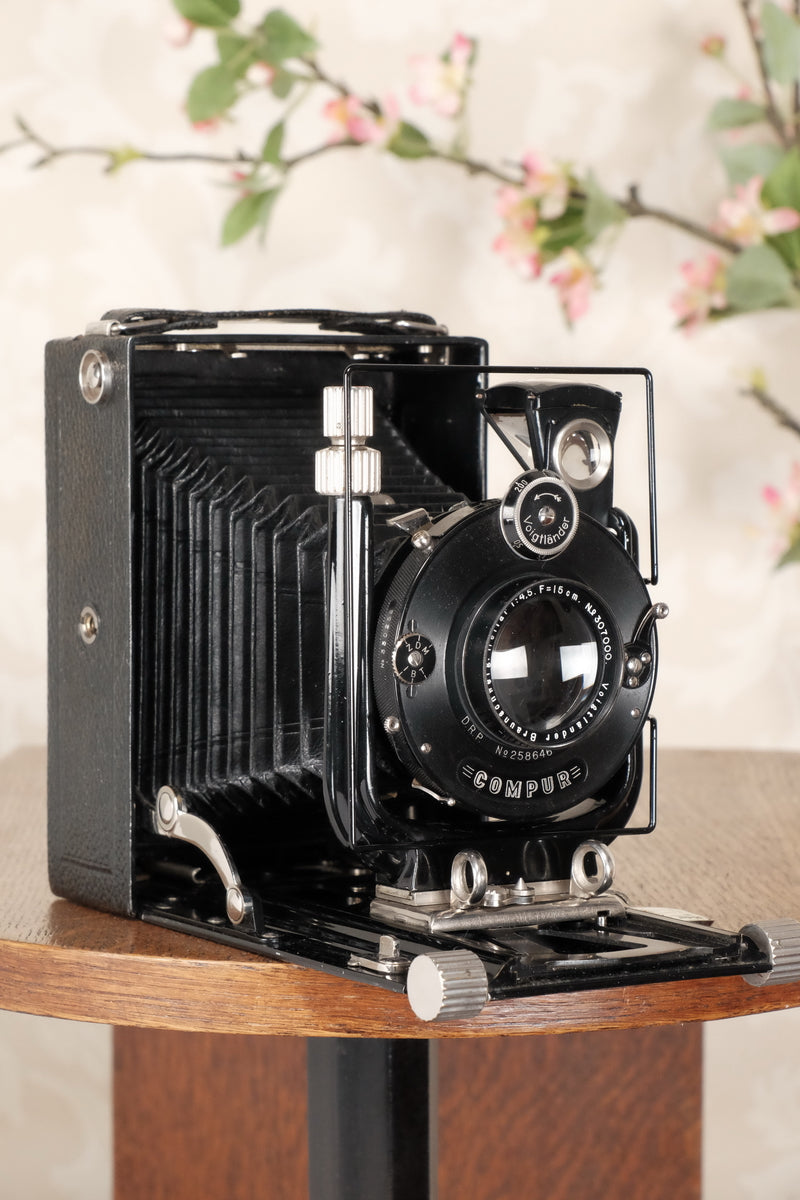 Superb! 1927 Voigtlander 9x12 Bergheil Camera with Heliar Lens!  Freshly serviced, CLA’d! - Voigtlander- Petrakla Classic Cameras