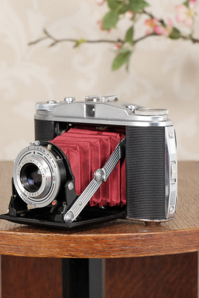 Superb, circa 1955 Agfa 6x6 Isolette II with custom red bellows, Freshly Serviced! CLA'd - Agfa- Petrakla Classic Cameras
