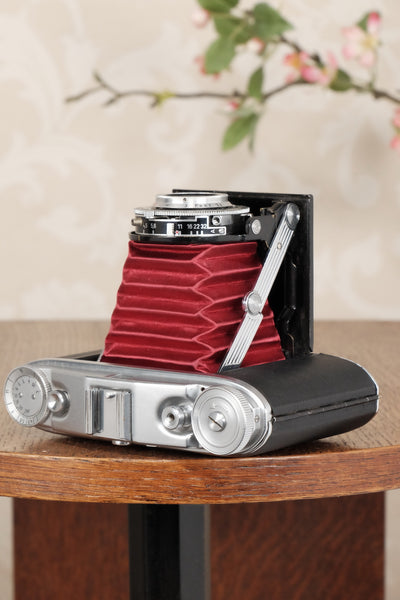 Superb, circa 1955 Agfa 6x6 Isolette II with custom red bellows, Freshly Serviced! CLA'd - Agfa- Petrakla Classic Cameras