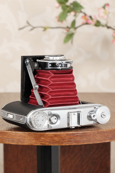 Superb, circa 1955 Agfa 6x6 Isolette II with custom red bellows, Freshly Serviced! CLA'd - Agfa- Petrakla Classic Cameras