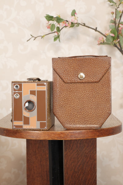 Superb! 1932 Art Deco Beau Brownie with its desirable original matching case, CLA'd, Freshly Serviced! - Kodak- Petrakla Classic Cameras