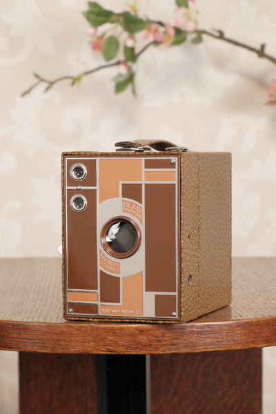 Superb! 1932 Art Deco Beau Brownie with its desirable original matching case, CLA'd, Freshly Serviced! - Kodak- Petrakla Classic Cameras