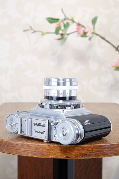 Near mint!  VOIGTLANDER PROMINENT, 35mm Rangefinder Camera with f2.0/50mm Ultron lens. Freshly  Serviced, CLAd!