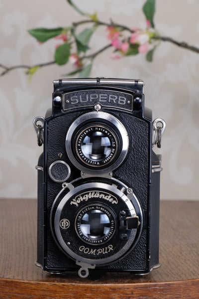 1934 Voigtlander 6x6 Superb TLR, the desirable model with “big ears”, with new surface coated  mirror, CLA’d, Freshly Serviced!