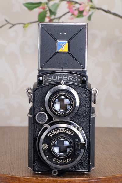 1934 Voigtlander 6x6 Superb TLR, the desirable model with “big ears”, with new surface coated  mirror, CLA’d, Freshly Serviced!