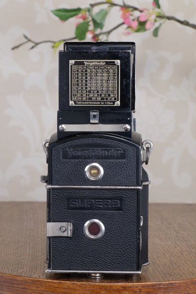1934 Voigtlander 6x6 Superb TLR, the desirable model with “big ears”, with new surface coated  mirror, CLA’d, Freshly Serviced!