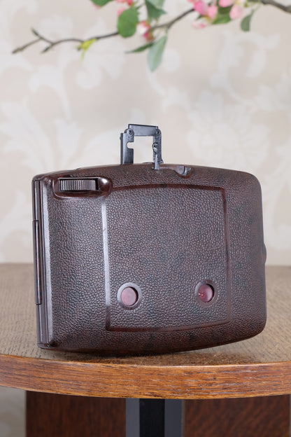 SUPERB! Rare 1934 Ebner 6x4.5 Brown Bakelite Art Deco Camera, Freshly serviced , CLA‘d