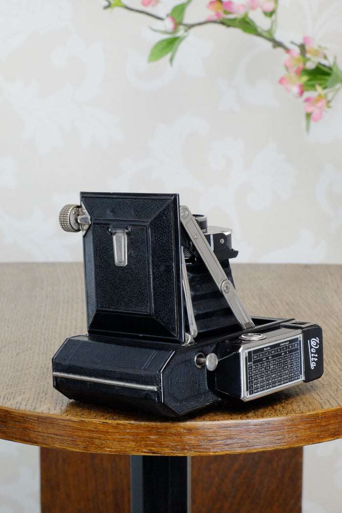 1936 Rare Black Welta Weltur 6x4.5 Coupled Rangefinder Camera, Freshly Serviced! - Welta- Petrakla Classic Cameras