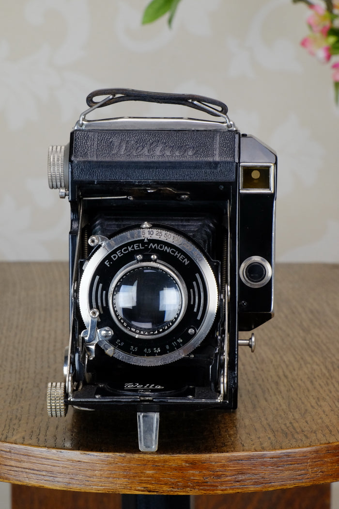 1936 Rare Black Welta Weltur 6x4.5 Coupled Rangefinder Camera, Freshly Serviced! - Welta- Petrakla Classic Cameras