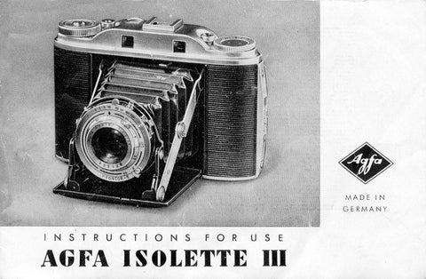 Agfa Isolette III, instruction for use. PDF Download! - Agfa- Petrakla Classic Cameras