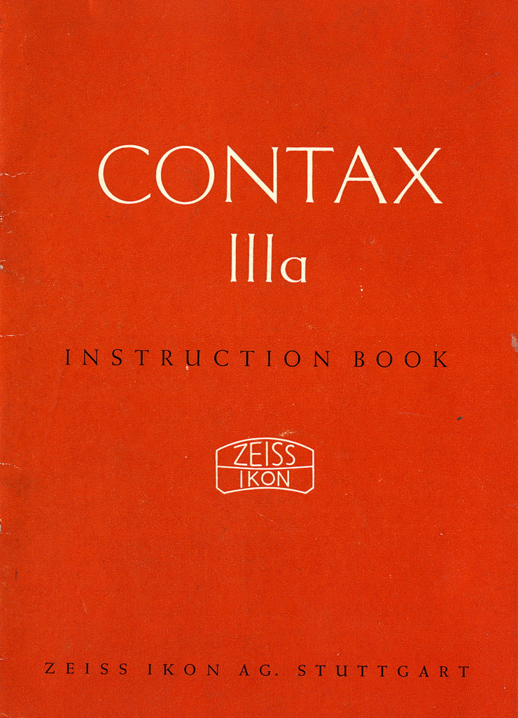 Instruction book Contax IIIa (English) PDF DOWNLOAD! - Zeiss-Ikon- Petrakla Classic Cameras