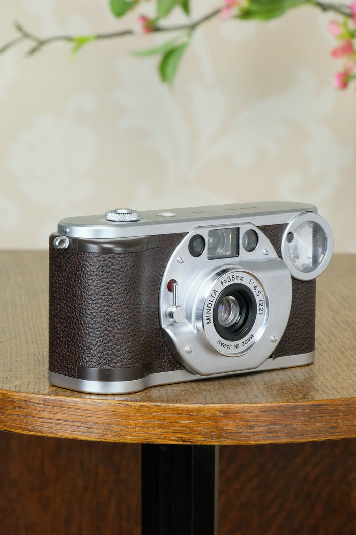 MINT! Minolta 35mm Prod 20’s Cult Camera With Original Box, strap, cap & instructions - Minolta- Petrakla Classic Cameras