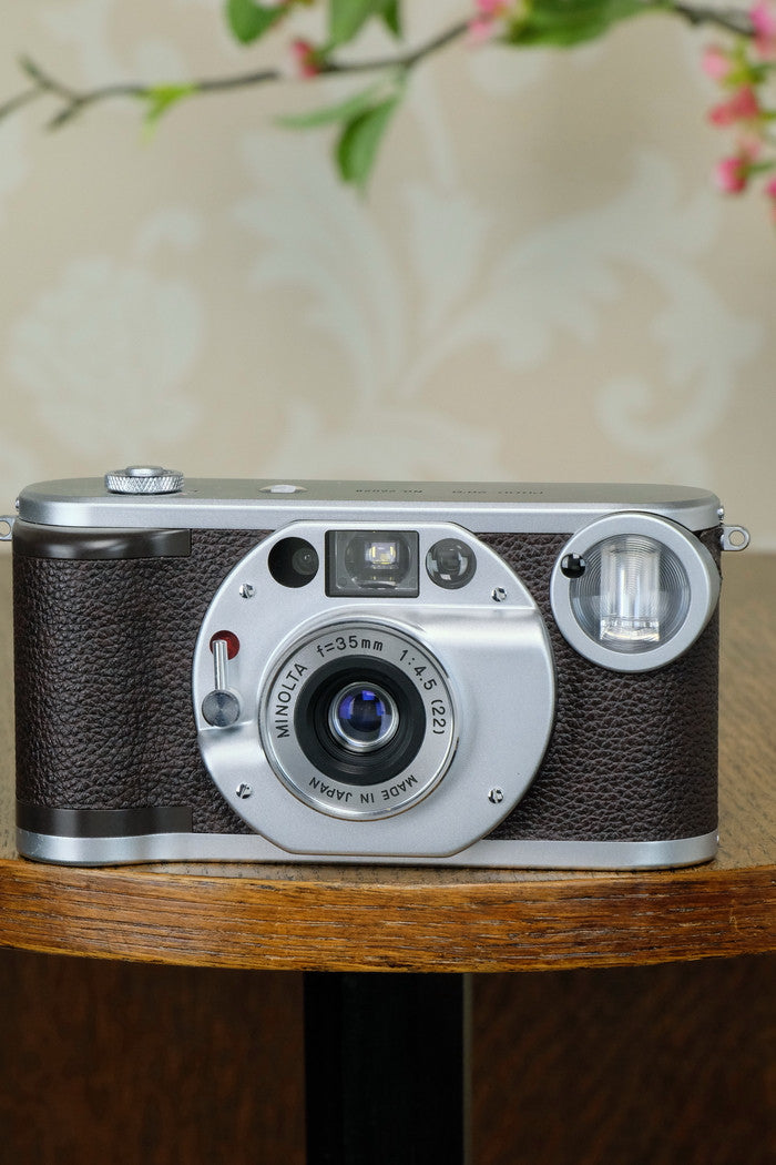 MINT! Minolta 35mm Prod 20’s Cult Camera With Original Box, strap, cap & instructions - Minolta- Petrakla Classic Cameras