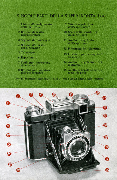 Super Ikonta II Istruzioni per L'uso (Stuttgart). PDF DOWNLOAD! - Zeiss-Ikon- Petrakla Classic Cameras