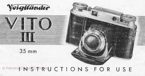 Voigtlander Vito III 35mm Instruction book. PDF DOWNLOAD! - Voigtlander- Petrakla Classic Cameras