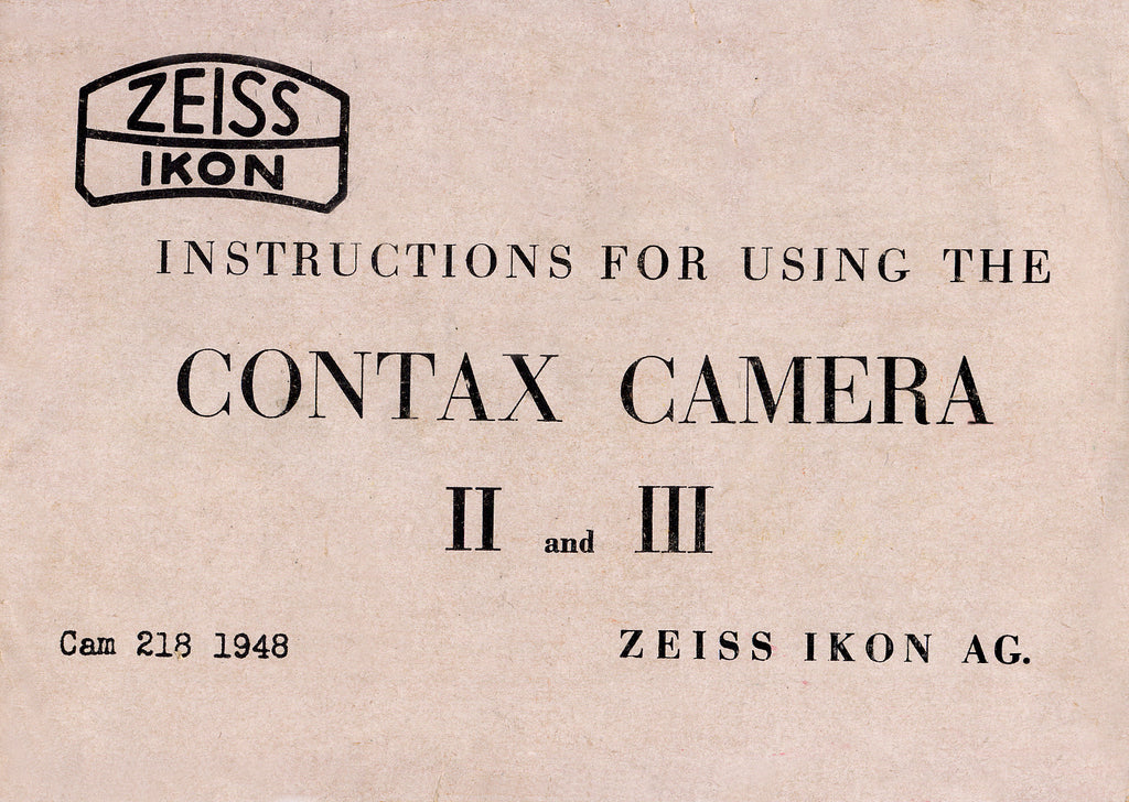 Instructions for Contax II and III English 1948, PDF DOWNLOAD! - Zeiss-Ikon- Petrakla Classic Cameras