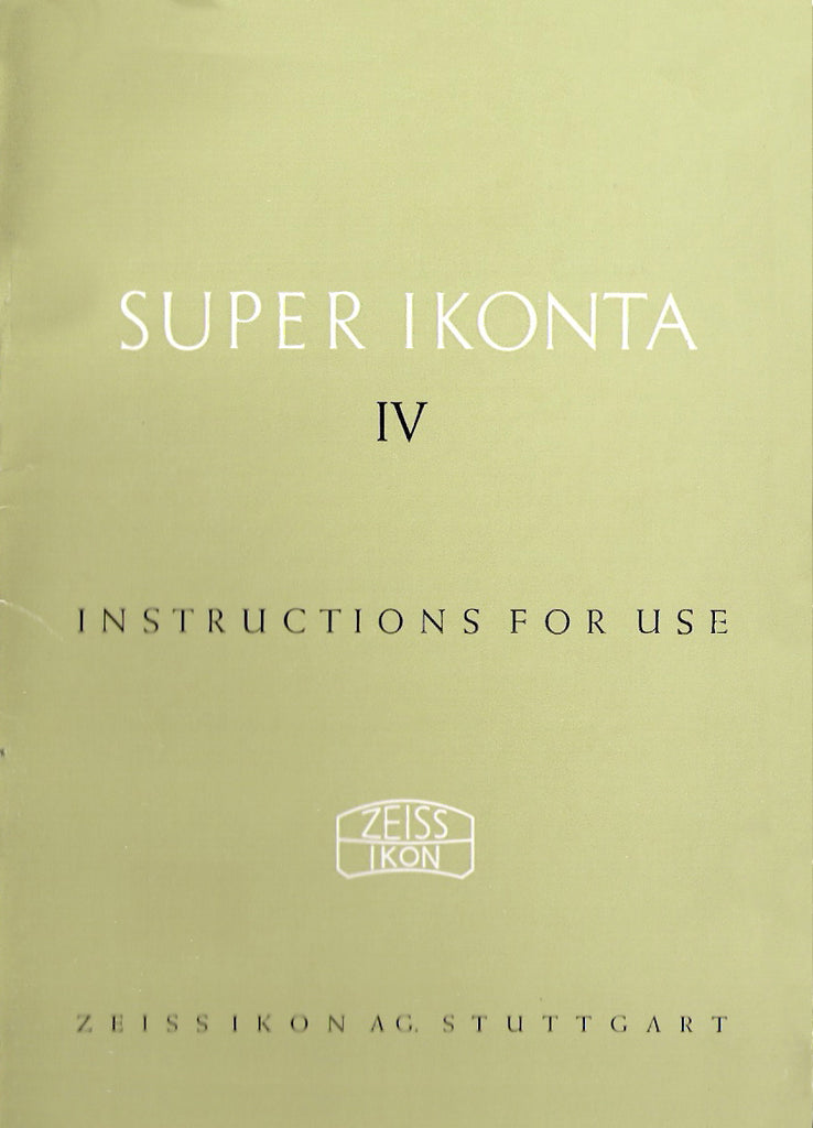 Super Ikonta IV Instruction book (Stuttgart). PDF DOWNLOAD! - Zeiss-Ikon- Petrakla Classic Cameras