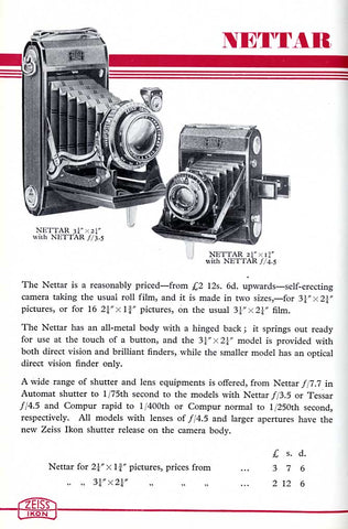 Zeiss-Ikon Nettar Ad (JPG) - Zeiss-Ikon- Petrakla Classic Cameras