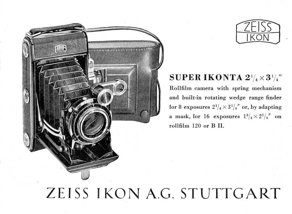 Super Ikonta 21/4 x 3 1/4 Rollfilm camera....Instruction book (Stuttgart). PDF DOWNLOAD! - Zeiss-Ikon- Petrakla Classic Cameras
