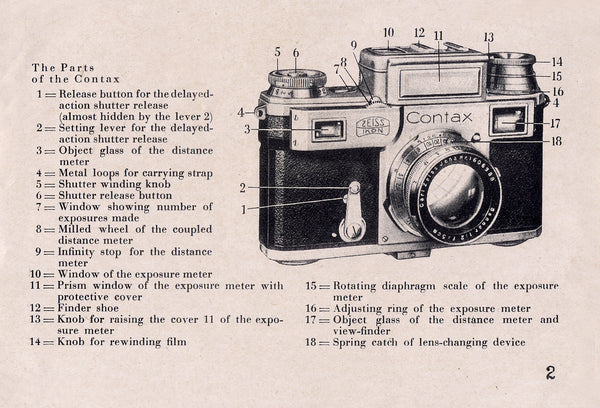 Instructions for Contax II and III English 1948, PDF DOWNLOAD! - Zeiss-Ikon- Petrakla Classic Cameras